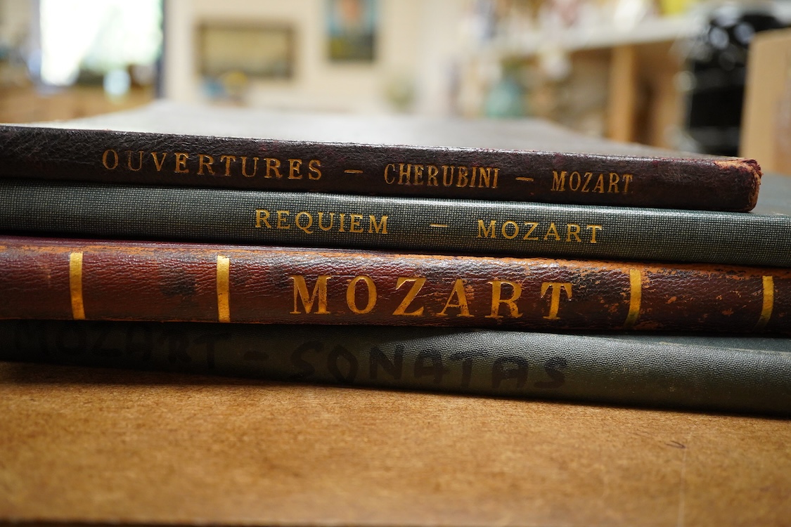 Mozart interest, four leather bound vols, Publ by Mannheim to include Mozart Sonatas